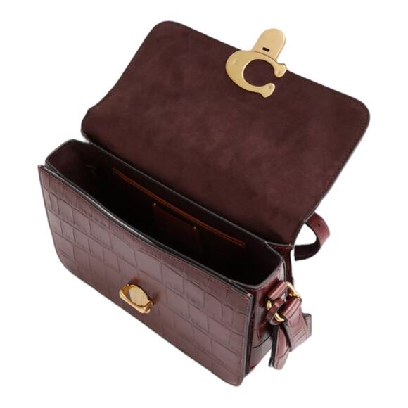 COACH Studio Croc Embossed Leather Crossbody Shoulder Bag in Wine NWT - Picture 4 of 11